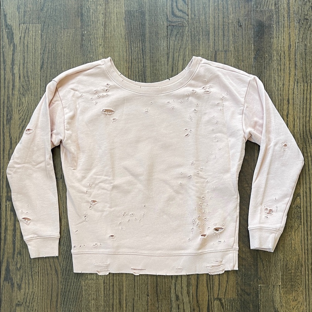 Express Light Pink Distressed Top